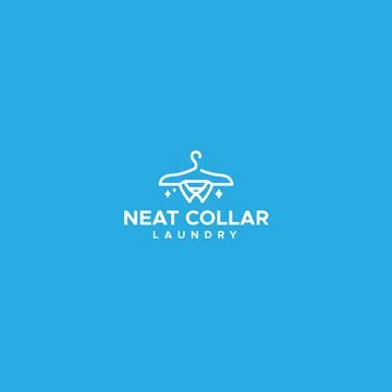 Minimalist simple Net Collar Laundry logo design Stock Illustration