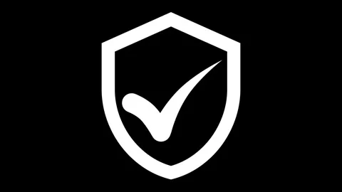 Minimalist simple shield symbol check mark animation Stock Footage 304691266