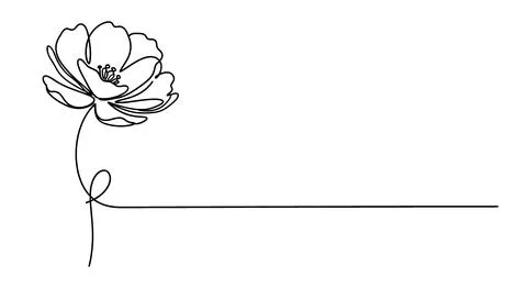 Minimalist single line drawing of a delicate flower with stem and loop, iso.. 库存插图