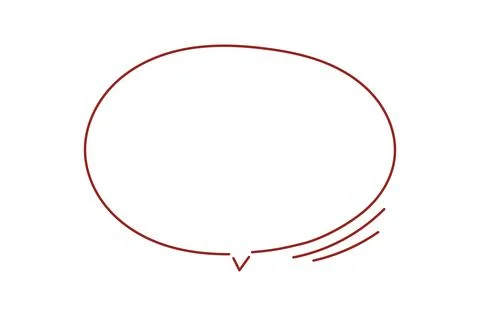 A minimalist, single-line drawing of an empty speech bubble in a dark red hue 스톡 일러스트