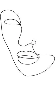 Minimalist single line drawing of a woman's face on white background Vector Illustrazione stock