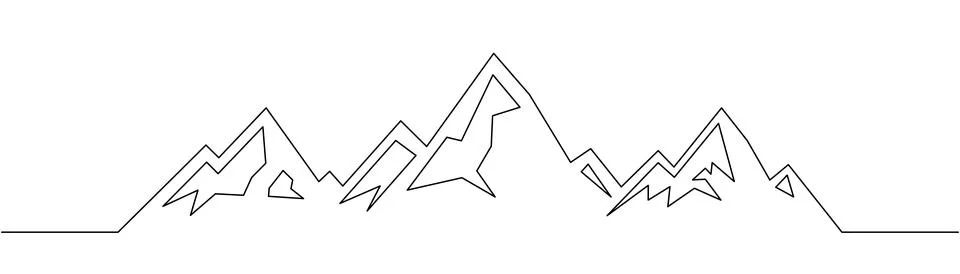 Minimalist single line mountain range. Geometric contour illustration for Stock Illustration