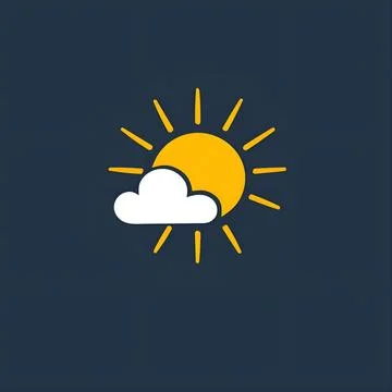 Minimalist Single-Line Sun and Cloud Design for Weather Themes Stock Illustration