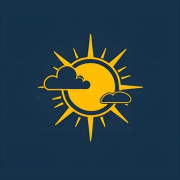 Minimalist Single-Line Sun and Cloud Design for Weather Themes Stock Illustration