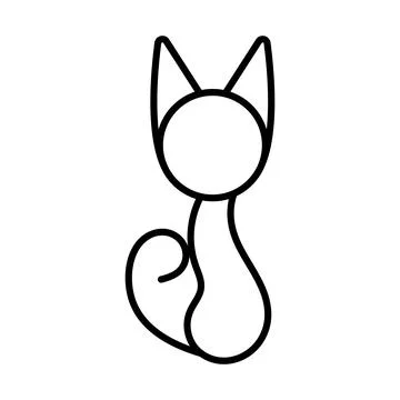 Minimalist Sitting Cat Outline Vector Illustration Stock Illustration