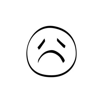A minimalist sketch of a sad face features downturned eyes and a frown, effec Stock Illustration