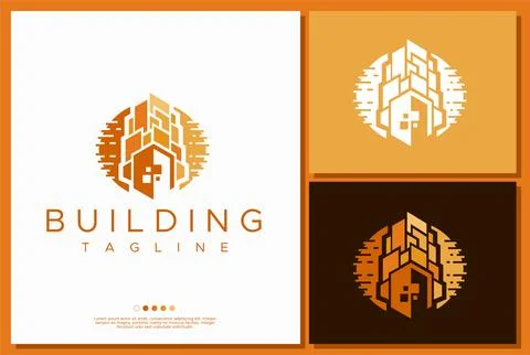 Minimalist skycraper logo design template. Colorful building logo vector. Stock Illustration