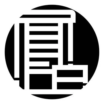 Minimalist skyscraper building icon inside black circle Stock Illustration