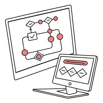 Minimalist Smart Algorithm Flow Vector Icon on White Stock Illustration