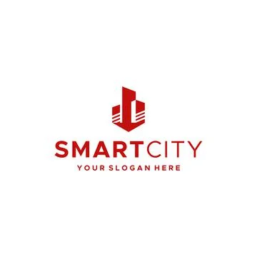 Minimalist SMARTCITY building villa Logo design Stock Illustration