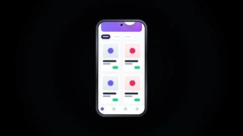 Minimalist smartphone interface showcasing dynamic app screen transitions i.. Stockbeeldmateriaal 347267917