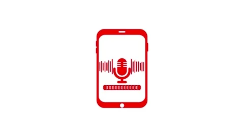 Minimalist Smartphone with Microphone Animation, Microphone Sound Wave Loop.. Stock Footage 310568222