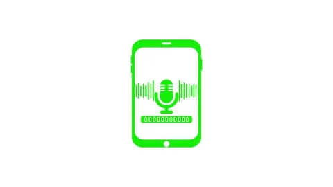 Minimalist Smartphone with Microphone Animation, Microphone Sound Wave Loop.. Video stock 310568228