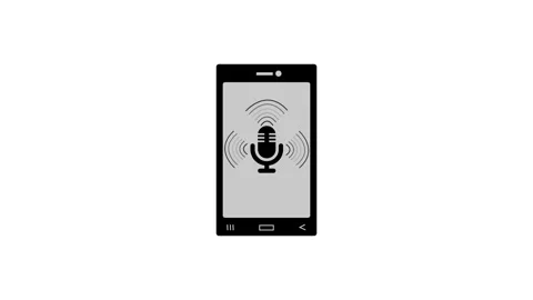 Minimalist Smartphone Voice Command Icon Animation, Animated Sound Waves fr.. Stock Footage 310569981