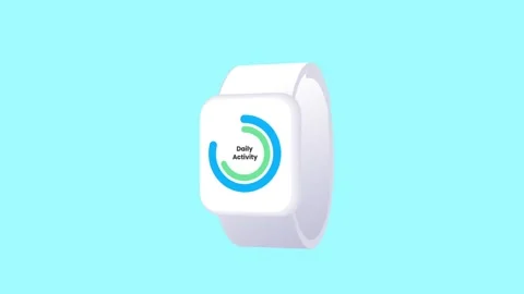 Minimalist Smartwatch with Daily Activity Tracker Against Blue Background Stock Footage 341927705