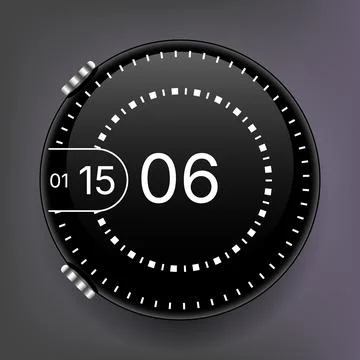 Minimalist Smartwatch Interface Dashboard with Modern Digital Clock Stock Illustration