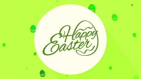Minimalist smiling easter supper party calling using tones of green in cursive Stock Footage 130601945