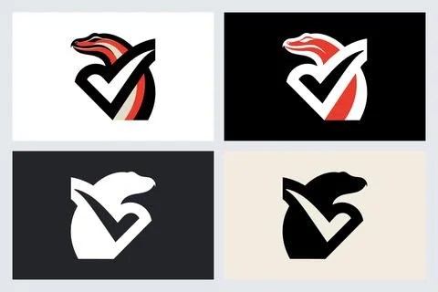 Minimalist Snake and Bear Logo Vector Set Stock Illustration