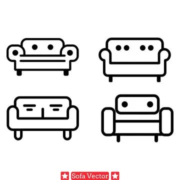 Minimalist Sofa Clipart Bundle   Simple and Elegant Furniture Silhouettes f.. Stock Illustration