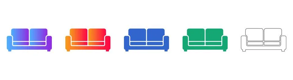 Minimalist Sofa Icon Set Stock Illustration