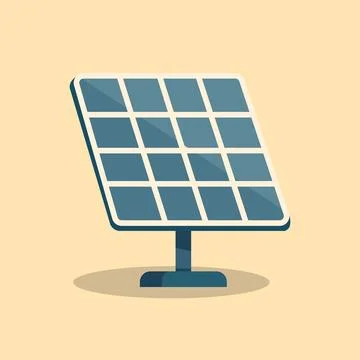 Minimalist solar energy panel standing on flat beige ground, ideal for clea.. Stock Illustration