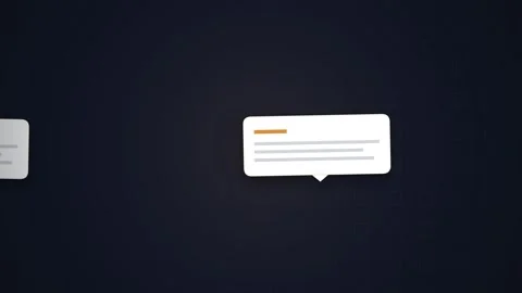 Minimalist Speech Bubble Icon on Dark Textured Background, Notification Alert Stock Footage 348420635