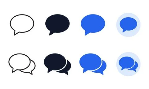 Minimalist speech bubble icons in linear solid and blue styles for digital .. 스톡 일러스트