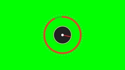 Minimalist speedometer graphic with a red needle on a vibrant green backgroun Stock Footage 340265971