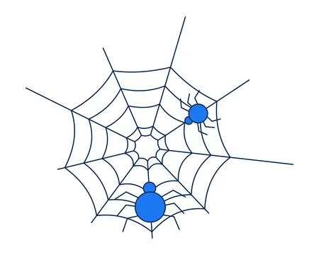 Minimalist spiders on web 2D cartoon object 스톡 일러스트