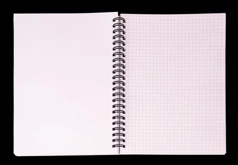 Minimalist spiral notebook with graph paper pages, centered composition, high Stock Photos