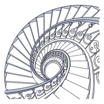 Minimalist Spiral Staircase Pattern Vector Design Stock Illustration