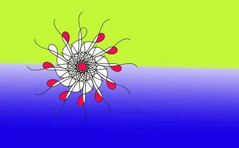 Minimalist Spirograph Mandala on Lime Green and Blue Gradient Stock Illustration