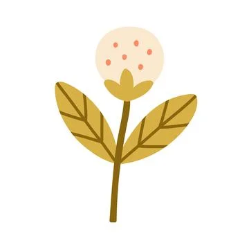 Minimalist spring flower vector illustration in flat cartoon style. Cute Stock Illustration
