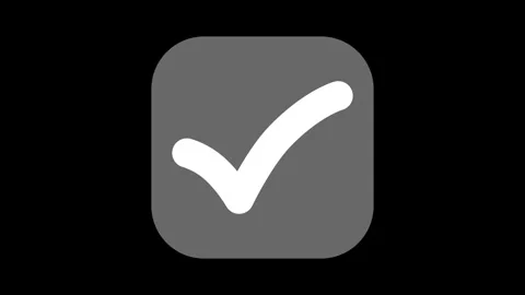 Minimalist square check mark icon, Checkmark symbol on a rounded square bac.. Stock Footage 304691759
