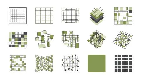Minimalist square compositions and modular geometric arrangements for moder.. Stock Illustration