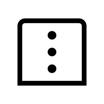 Minimalist square icon with three vertical dots isolated on transparent Stock Illustration