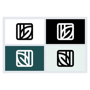 Minimalist Square Leaf Logo Icon Set Stock Illustration