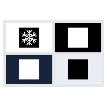 Minimalist Square Snowflake Icon Design Set Stock Illustration