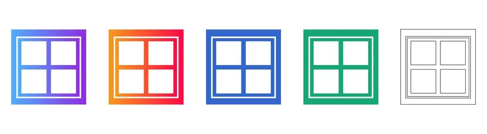 Minimalist Square Window Vector Icons Stock Illustration