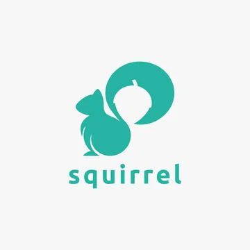 Minimalist Squirrel and nuts logo icon vector with negative space style Stock Illustration