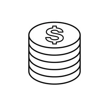 Minimalist Stack of Coins Icon Stock Illustration