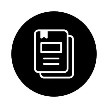 Minimalist stacked documents icon representing knowledge organization on a .. Stock Illustration