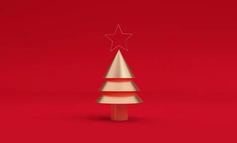 Minimalist Star on christmas tree , 3d rendering. Stock Illustration