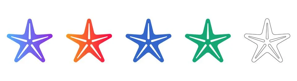 Minimalist Starfish Icon Set in Gradient and Line Art Stock Illustration