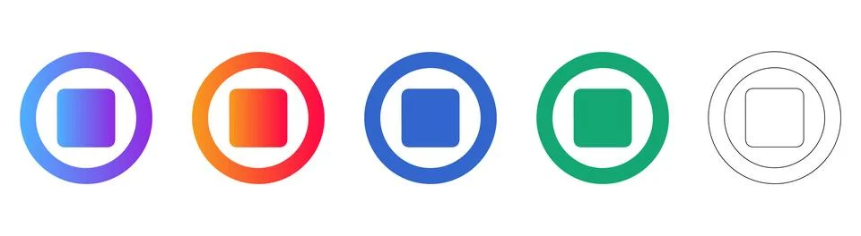 Minimalist Stop Button Icon Set in Gradient Colors Stock-Illustration