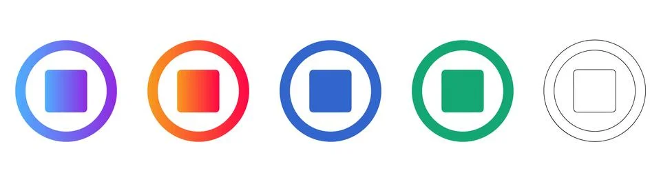 Minimalist Stop Button Icon Set for UI Design 스톡 일러스트