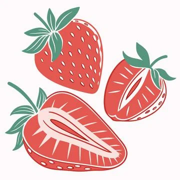 Minimalist Strawberry Flat Vector Icon Stock Illustration