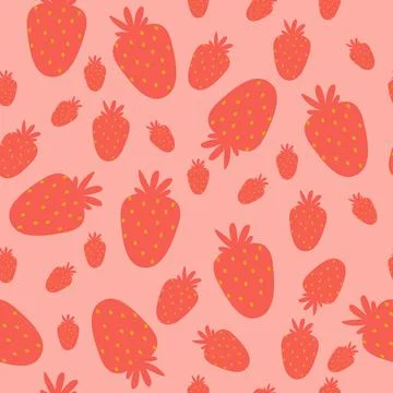 Minimalist strawberry seamless pattern. Doodle, flat, hand drawn texture fo.. Stock-Illustration