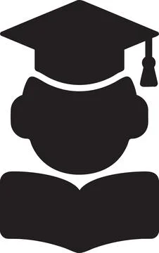 Minimalist Student With Graduation Cap Icon Stock-Illustration
