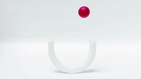 Minimalist studio shot of bouncing red ball on white background looped Stock Footage 327572972
